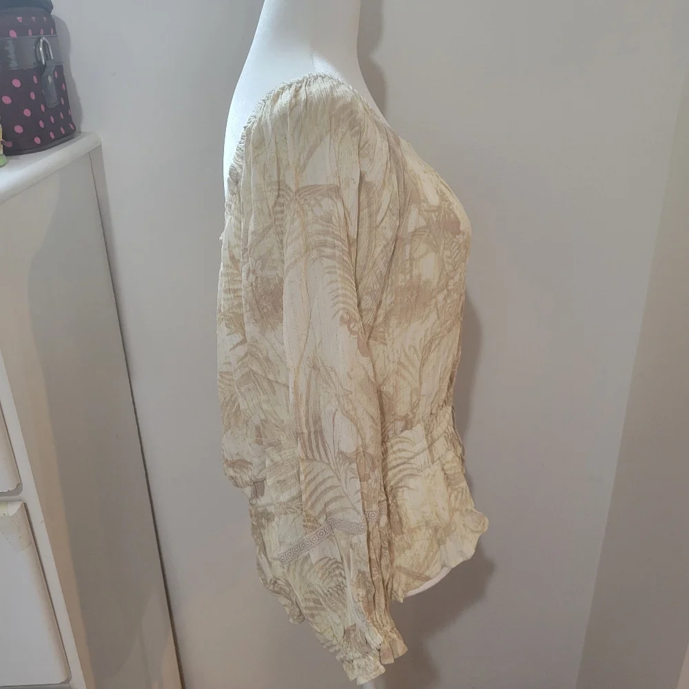 Inc International Concepts Boho Beachy Tropical Vacation Blouse | Large - Picture 5 of 8